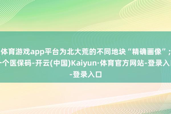 体育游戏app平台为北大荒的不同地块“精确画像”;一个医保码-开云(中国)Kaiyun·体育官方网站-登录入口