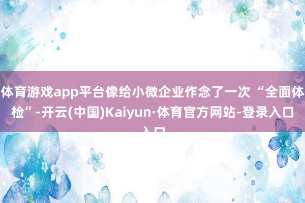 体育游戏app平台像给小微企业作念了一次 “全面体检”-开云(中国)Kaiyun·体育官方网站-登录入口
